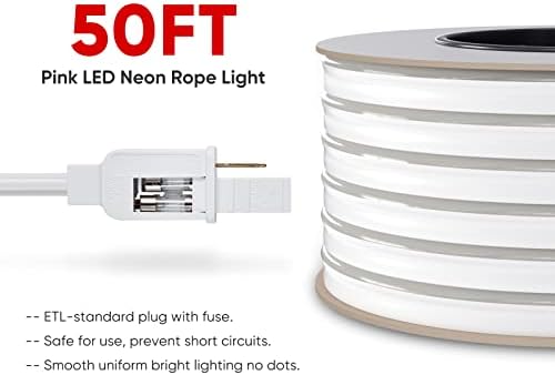 Pembe 15M/50ft LED Neon Halat aydınlatma Kiti ile Güç kablosu Paketi Parlaklık Dekor Paketi Ürünleri