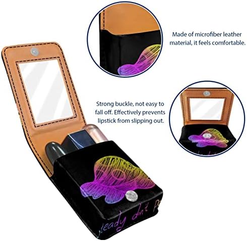 ORYUEKAN Ruj Durumda Ayna ile Sevimli Taşınabilir Makyaj Çantası kozmetik çantası, Sanat Hayvan Kaplumbağa
