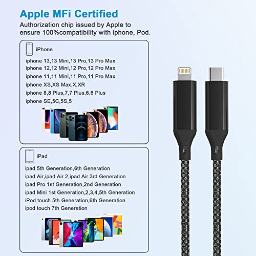 Ekstra Uzun iPhone 13 USB C Şarj Kablosu 26FT / 8M, [Apple MFi Sertifikalı] USB-C'den Yıldırım Kablosuna, Güç Teslimatı