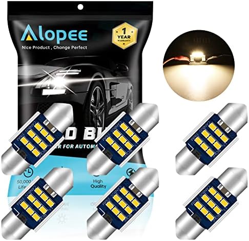 Alopee 3022 DE3022 LED Ampul 31mm (1.22) Festoon Sıcak Beyaz 3000K 9SMD Cips, Kutupsuz Hatasız 3175 DE3175 Kubbe