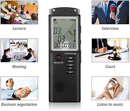 Dijital Ses Aktif Kaydedici-18 Saat Ses Ses Kaydedici Kayıt Cihazı Oynatma,MP3 Çalar,Değişken Hız (32 GB)