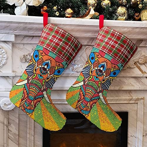 Boho Fil Pullu Noel Tatil Çorap Geri Dönüşümlü Renk Değiştirme Büyülü Stok Noel Ağacı Şömine Asılı Çorap