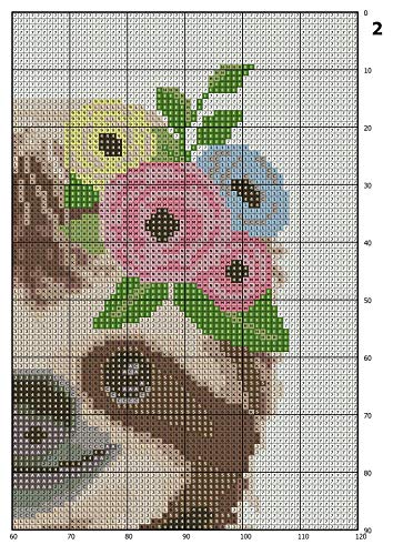 Tembellik Çapraz dikiş desenleri PDF, Yeni başlayanlar için sevimli çiçekler çiçek yazdırılabilir çapraz dikiş tasarımı,
