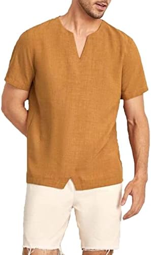 Yaz Erkek T Shirt Erkek Bahar ve Yaz Retro İş Rahat Seyahat V Boyun Düz Renk T Klasik T Shirt