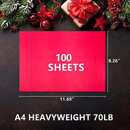 100 adet Noel Kart Stoğu Kalın Kağıt, 70 lb A4 Kırmızı Yeşil Tatil Kart Stoğu Kağıt, Noel Yeni Yıl Kart Yapımı için