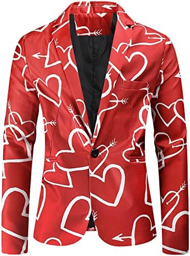WOCACHI sevgililer Günü erkek 3 Parça Slim Fit Takım Elbise Seti, Bir Düğme Blazer Ceket Yelek Pantolon Düğün takım