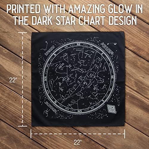 Colter A. Ş. Karanlıkta Parlayan Stargazer Bandana-Yıldız Grafik Tasarımlı %100 Pamuklu Siyah Bandana - Kafa Bantları,