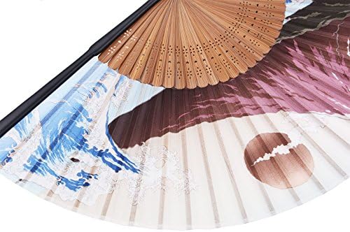 Amajiji Japon Geleneksel Retro Zanaat Handhelp Katlanır Fan, Taşınabilir Kadın Bambu El Fan, 8.66(22 cm) Güzel Damga
