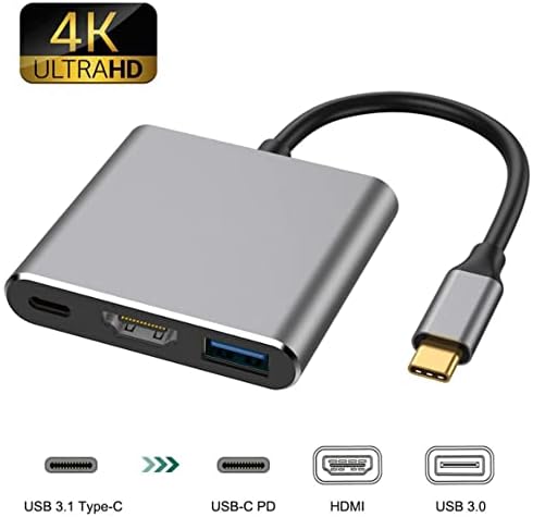 KruiGe USB-C HDMI Multiport Adaptörü, USB-C Dijital AV Adaptörü PD 100 W, tip-C Hub Thunderbolt 3 HDMI 4 K Çıkış USB3.0