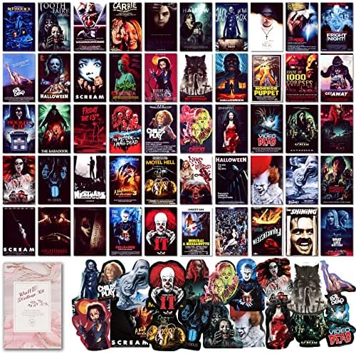 LUFMWCWD 70 adet Klasik Korku Filmi Afişleri, Duvar Kolaj Kiti Estetik Resimler,Oda Estetik Filmi Posterleri,Gençler