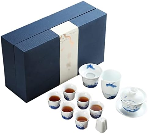 ZLXDP Beyaz Porselen Yaratıcı El-Boyalı kung fu Çay Seti Kapak Kase Seramik Çay Bardağı Seti Komple Set Hediyeler