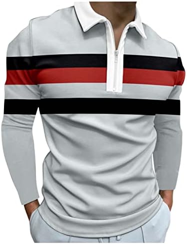 Genel Kas polo gömlekler Erkekler için, V Boyun Uzun Kollu Golf Polos Rahat Şık Slim Fit Polyester Tişörtleri Büyük