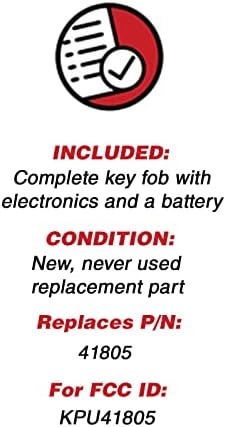 KeylessOption Anahtarsız Giriş Uzaktan Kumanda Araba Anahtarı Fob KPU41805 Model 41805 Mazda 6 (2'li paket)