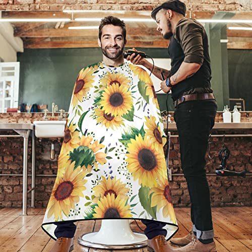 visesunny Berber Pelerin Ayçiçeği Desenli Polyester Saç Kesme Salon Cape Önlük Anti-Statik Saç Kesimi Tıraş Bezi Sakal