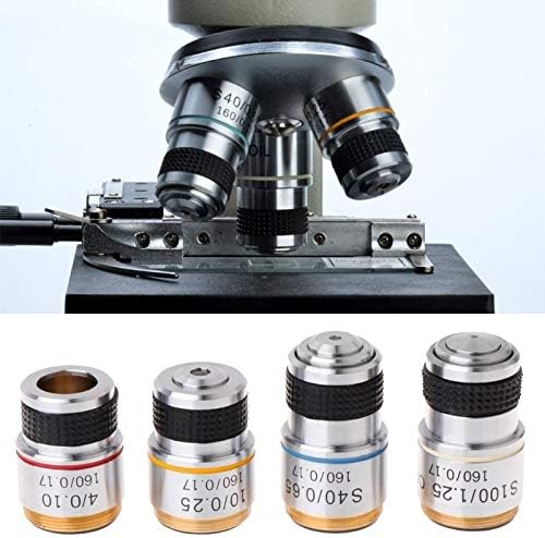 IREANJ Mikroskop 4X 10X 40X 100X Biyolojik Mikroskop için Renksiz Objektif 185 LS'D Aracı (Büyütme: 4X)