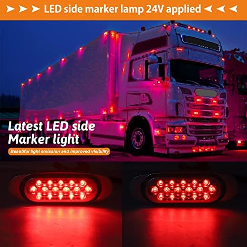 Biqing [Yüksek / Düşük Parlaklık] 2 ADET 6.4 İnç LED Kırmızı Side Marker Işıklar 16LED Yüzey Montaj Gümrükleme Işıklar