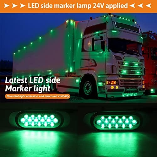 Biqing [Yüksek / Düşük Parlaklık] 2 ADET 6.4 İnç LED Yeşil Side Marker Işıklar 16LED Yüzey Montaj Gümrükleme Işıklar