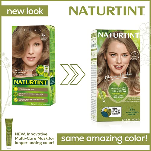 Naturtint Kalıcı Saç Rengi 7N Fındık Sarısı (6'lı Paket), Amonyak İçermez, Vegan, Zulümsüz, %100'e kadar Gri Kaplama,