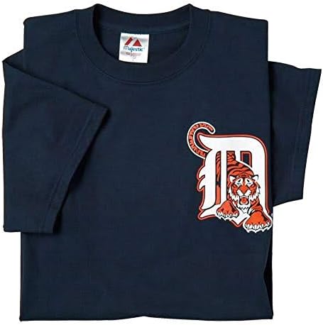 Detroit Tigers (Yetişkin 3X) %100 % Pamuk Crewneck MLB Resmi Lisanslı Majestic beyzbol birinci ligi Çoğaltma T-Shirt
