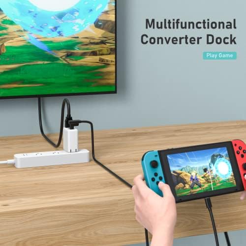 Nintendo Switch ve Switch OLED için MANMUVİMO Şarj Adaptörü, 30W HDMI Adaptör Desteği Switch TV Dock 3 Portlu Güç