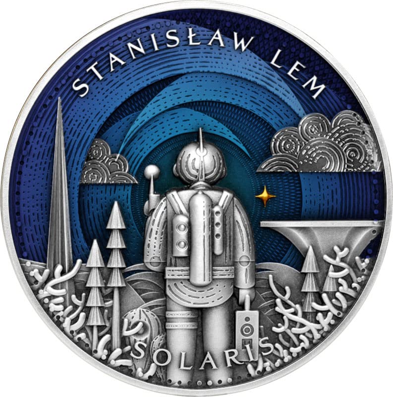 2022 DE Stanislaw Lem Bilim Kurgu Ustası PowerCoin Solaris 2 Oz Gümüş Sikke 10€ Euro Malta 2022 Antika Kaplama