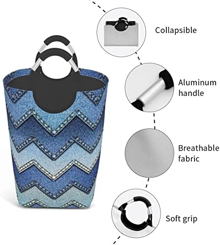 Degrade Mavi Denim Kirli Giysiler Paketi, Katlanabilir, Saplı, Banyo Dolabı İçin Uygun Ev Depolama