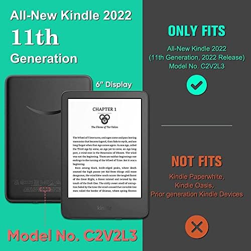 shzrgarts Yepyeni Kindle için Kılıf(6” 11. Nesil 2022 Sürümü), Pu Deri İnce Folio Hafif Kapak (Tamamen Yeni Paperwhite