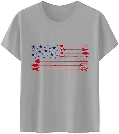 4th Temmuz Tişörtleri Gömlek Kadınlar için Kısa Kollu O-boyun Gömlek Amerikan Bayrağı Yıldız Çizgili Kravat Boya Gömlek