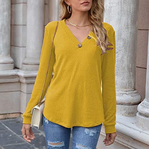 V Boyun Fermuar Bluz Kadınlar için, Moda Bluzlar Casual Gevşek Örgü Üstleri Kazak Hollow-Out Uzun Kollu tişört Üst