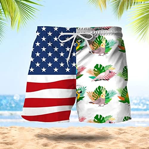 4th Temmuz Kurulu Şort Erkekler için Rahat Gevşek Mayo İpli Bel Rahat ABD Bayrağı Baskı plaj cepli pantolon