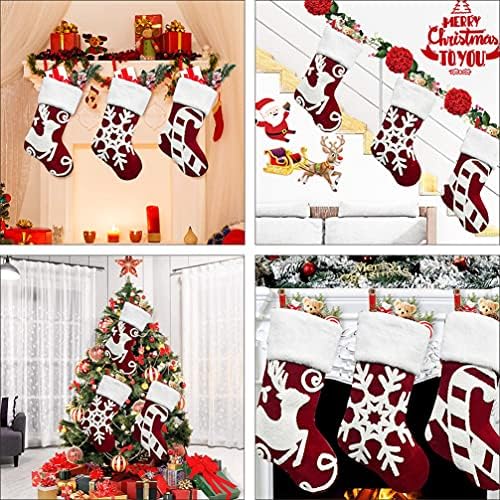 Kisangel Noel Süslemeleri Chrismas Çorap 1 Adet Noel Çorap Şeker Çanta saklama Çantası Şömine Asılı Çorap Çorap (Kar