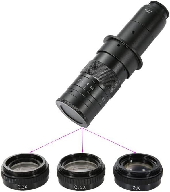 Mikroskop Aksesuarları Endüstriyel Video Mikroskop Lens 120X 180X 300X Büyüteç 0.3 X 0.5 X 2X Mesafe Objektif Lens