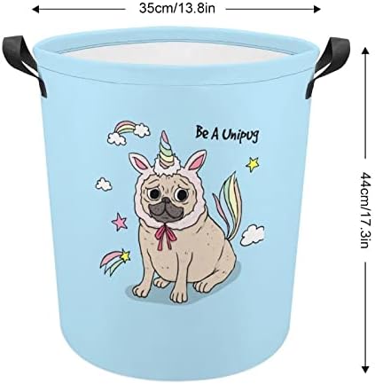 Unicorn Pugdog çamaşır sepeti Katlanabilir Çamaşır Sepeti çamaşır kutusu saklama çantası Kolları ile