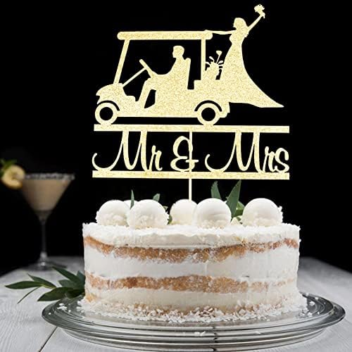 Golf arabası Düğün Pastası Topper, Mr & Mrs Kek Toppers, Seyahat Golf Gelin ve Damat Parti Süslemeleri, Düğün Yıldönümü