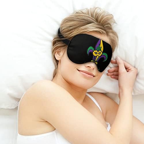 Mardi Gras Fleur De Lis Uyku Körü Körüne Maskesi Sevimli göz bandı Komik Gece Kapak Kadınlar Erkekler için Ayarlanabilir