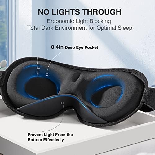 YFONG ağırlıklı uyku maskesi, kadın erkek 3D göz maskesi engelleme ışıkları uyku maskesi (4.2 oz / 120g), ayarlanabilir