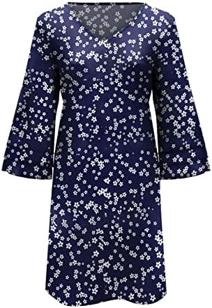 Çan Kollu V Boyun Gevşek Üç Katmanlı Salıncak Baskı elbiseler kadınlar için Fırfır Yensiz Mini Elbise Bayan Sevimli