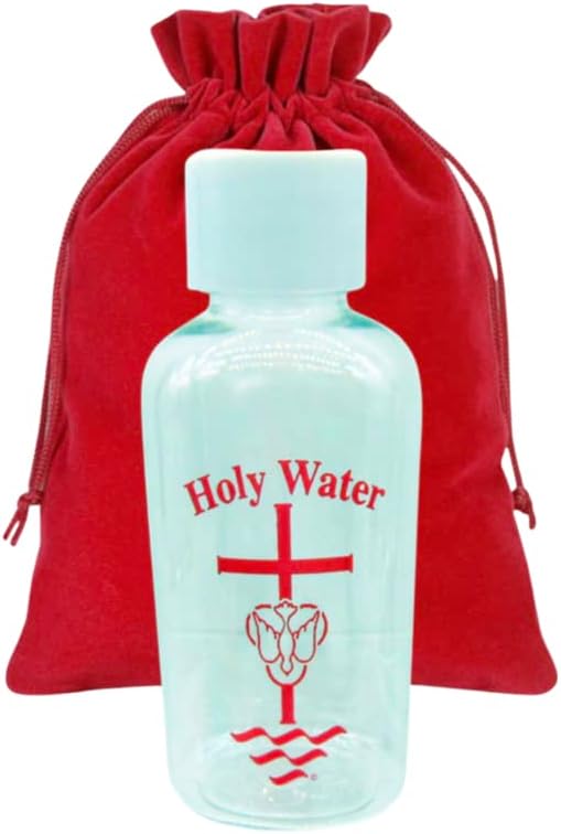 Westmon Çalışır Kutsal Su Şişesi Seti Mini Plastik Kap Paketi Boş Konteyner Seyahat Taşıma Çantası ve Dua Kartı