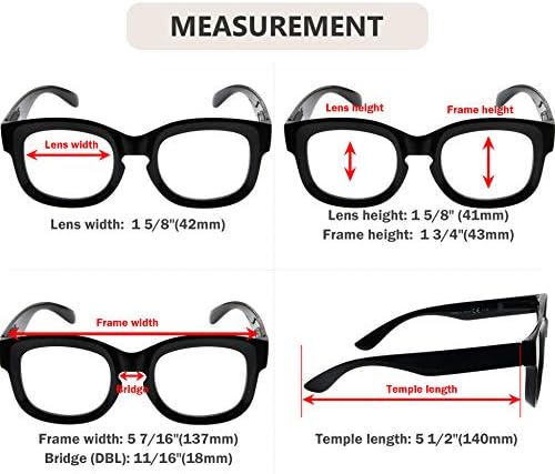Eyekepper, Kadınlar için 4 Paket Büyük Boy Okuma Gözlüklerinde %10 Tasarruf ve 4 Paket Bayanlar Büyük Boy Kare Tasarım