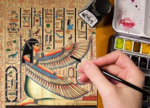 Hiyeroglif Alfabe Şablon Cetveli ve Yer İmleri ile NileCart™ Mısır Papirüs Boş Sayfaları 8 x12 inç (20 Sayfa)