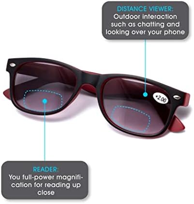 Zeki ayı 2 Paket Bifokal Okuma Güneş Gözlüğü Erkekler Kadınlar için, Güneş Okuyucular UV400 Koruma Bahar Menteşe Okuma