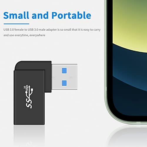 Poyıccot USB 3.0 Adaptörü 90 Derece, USB 3.0 Uzatma Adaptörü 5 Gbps, 3 Paket Sağ Açı USB Genişletici Tip A Erkek Kadın