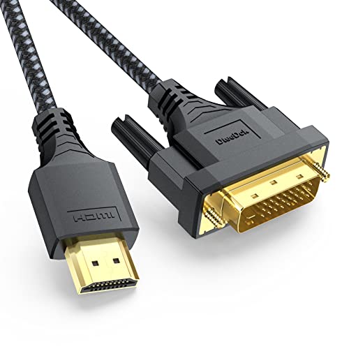 DteeDck DVI-HDMI Kablosu 6ft, HDMI-DVI Kablosu Adaptörü Çift Yönlü Örgülü DVI-D-HDMI Kablosu Monitör için Ahududu