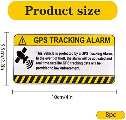 8 Adet Anti-Hırsızlık GPS Takip Etiket Seti, Kendinden Yapışkanlı Araba Çıkartmaları ve Çıkartmaları Uyarı İşareti