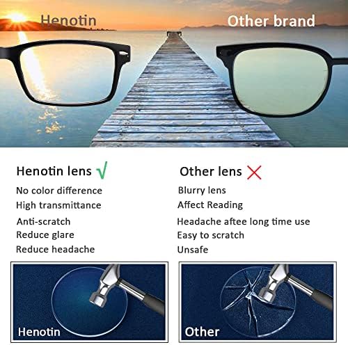 Henotin 5 paket okuma gözlüğü kaliteli okuyucular bahar menteşe mavi ışık engelleme gözlük erkekler ve kadınlar için