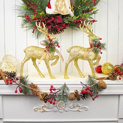 SlimmKİSS 12 Noel Altın Glitter Ayakta Ren Geyiği Figürler Süslemeleri, noel Ren Geyiği Geyik Heykelcik Süslemeleri