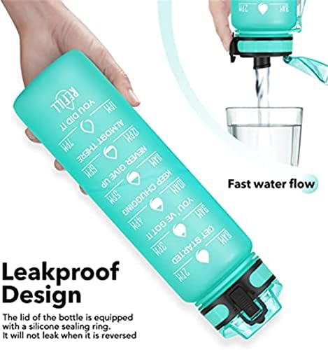 Hotlion Degrade 32 oz Spor Su Şişeleri Motivasyon Su Şişesi ile Zaman İşaretleyici ve Meyve Süzgeç 1l Sızdırmaz BPA
