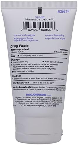 Doc Johnson Samimi Geliştirmeler-Uyuşmuş Nane Anal Jeli-Rahat Arka Kapı Oyunu için nazikçe dezenfekte eder-2 oz. (56g)