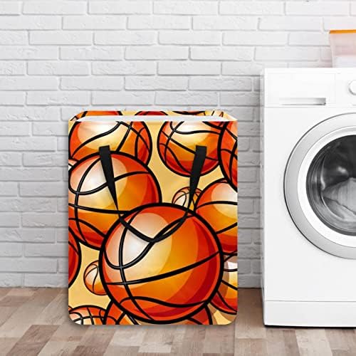 Boyalı Spor Basketbol Desen Baskı Katlanabilir Çamaşır Sepeti, 60L Su Geçirmez çamaşır sepetleri Çamaşır Kutusu Giysi