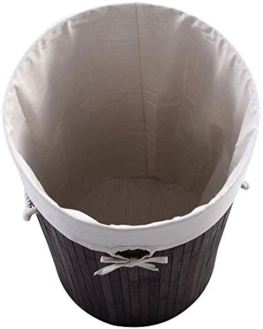 Kapaklı NC Kova Tipi Katlanır Kirli Kıyafet Sepeti (Bambu) - Koyu Kahverengi-Apart için Çamaşır Sepetleri, 23,62 x